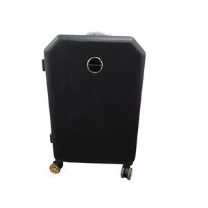 MAXSTUDIO Black Hard Shell Carry On Spinner Luggage Gold Handle Wheels